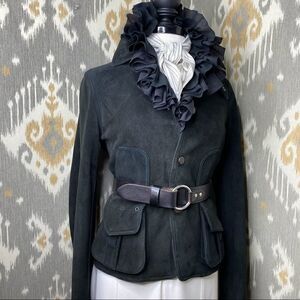 Ralph Lauren Collection ~ Vintage Fall 02 Runway Black Deerskin Utility Jacket